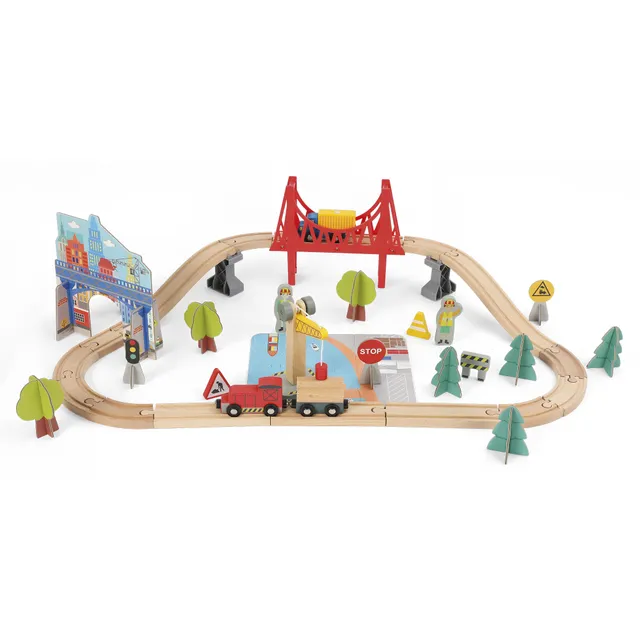 Wood'n Play Trenino Cargo in Legno 60 Pezzi 3+