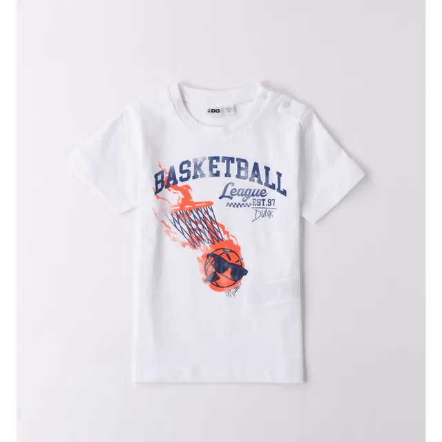 iDO t-shirt bimbo bianca basket 100% cotone