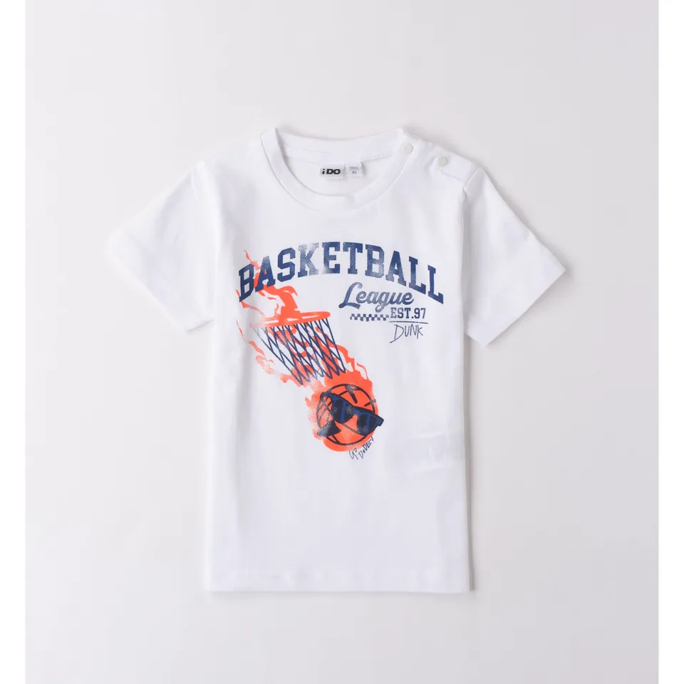 iDO t-shirt bimbo bianca basket 100% cotone