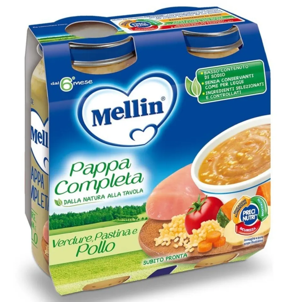 Mellin Pappa Completa Verdure Pastina Pollo 2x250g 6 mesi