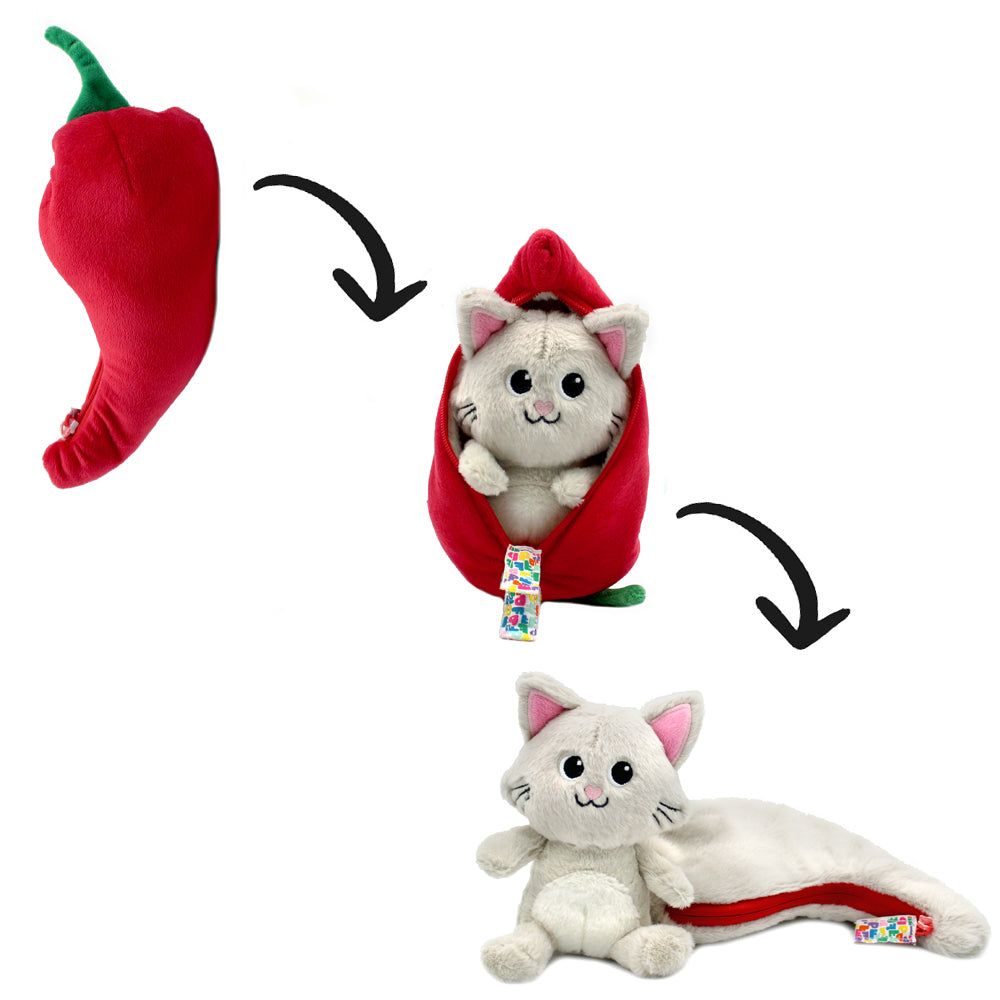 Les Déglingos Flipetz Spicet peluche gatto rosso 25 cm