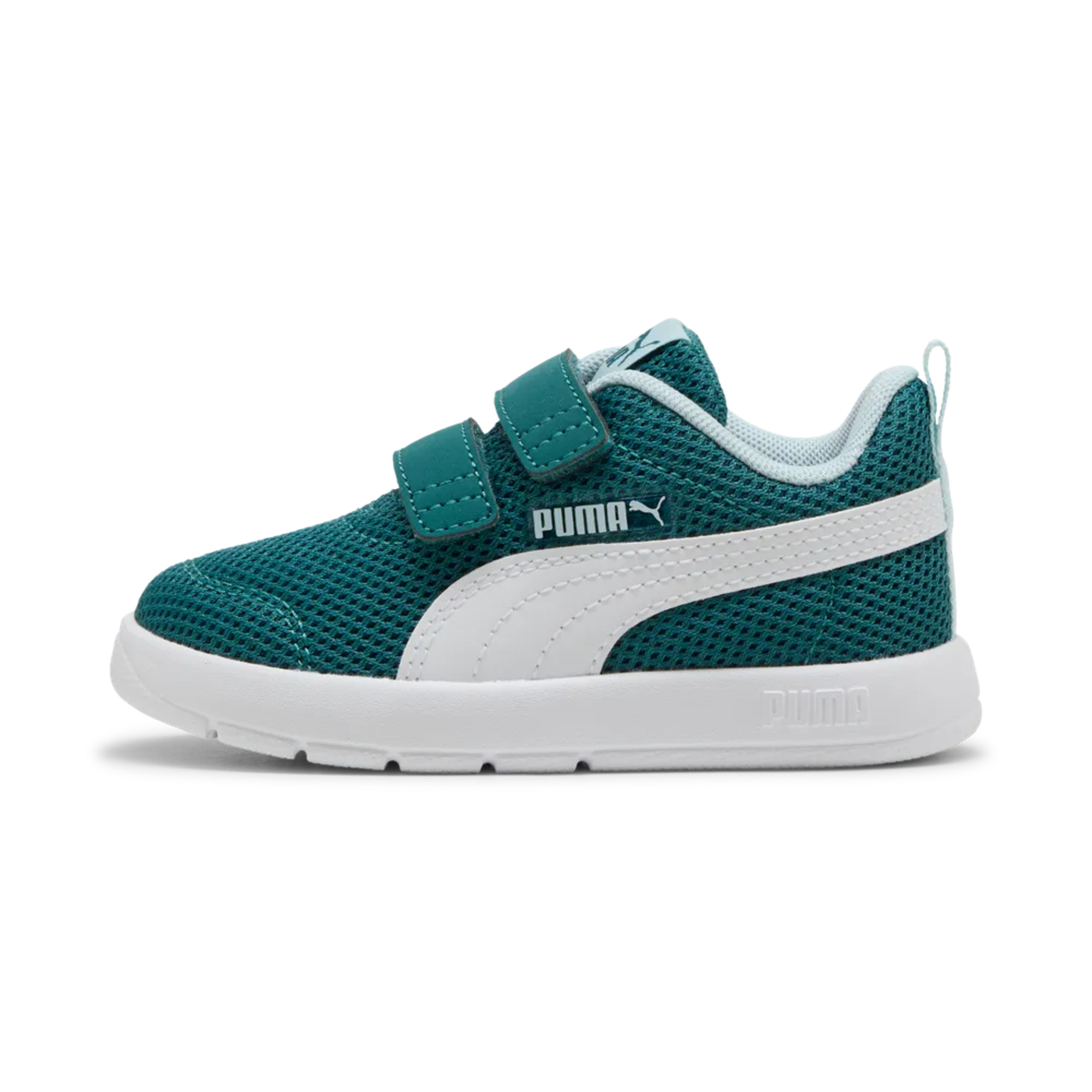 Puma Courtflex V3 Mesh scarpe bambino verdi con strappi