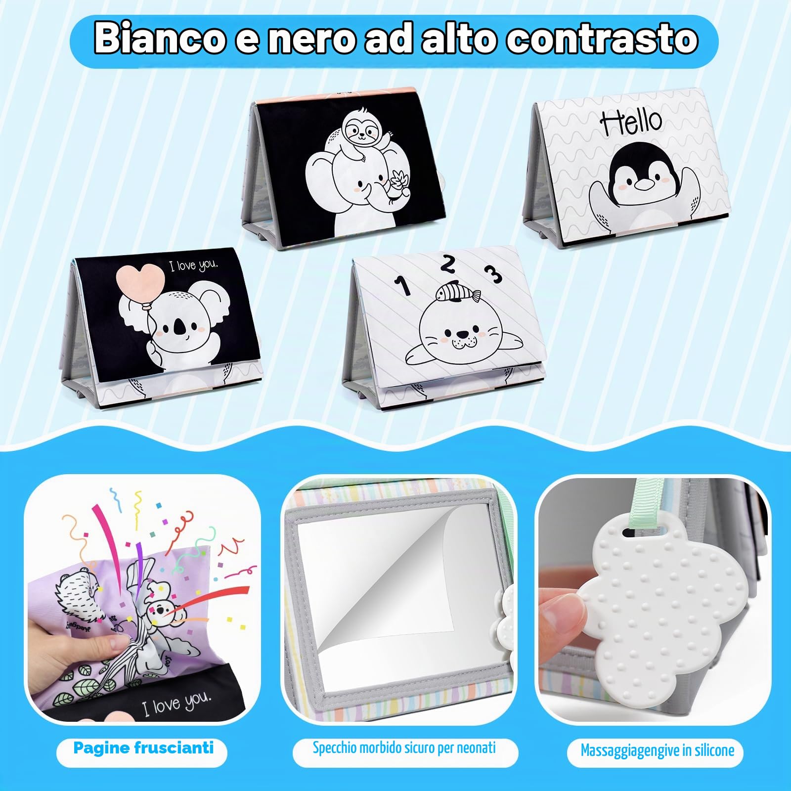 Dr.Rapeti Specchio Tummy Time Bianco Nero Sensoriale