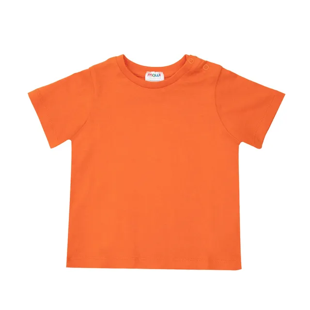 T-Shirt Bimbo Arancione Girocollo Jersey Bottoni Clip