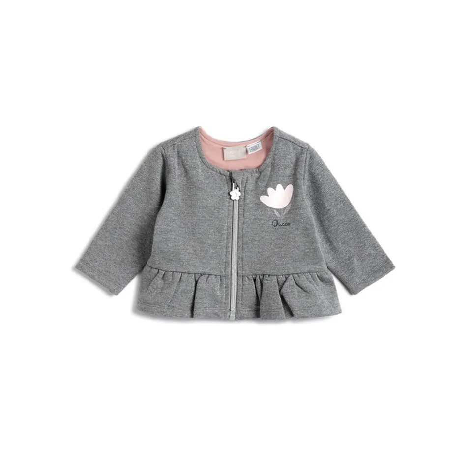 Chicco felpa zip grigia lurex stampa floreale bambina