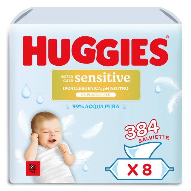 Huggies Extra Care Sensitive salviettine 8x48 pezzi