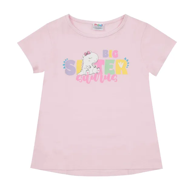 T-shirt Bimba Jersey Rosa Big Sister Cotone