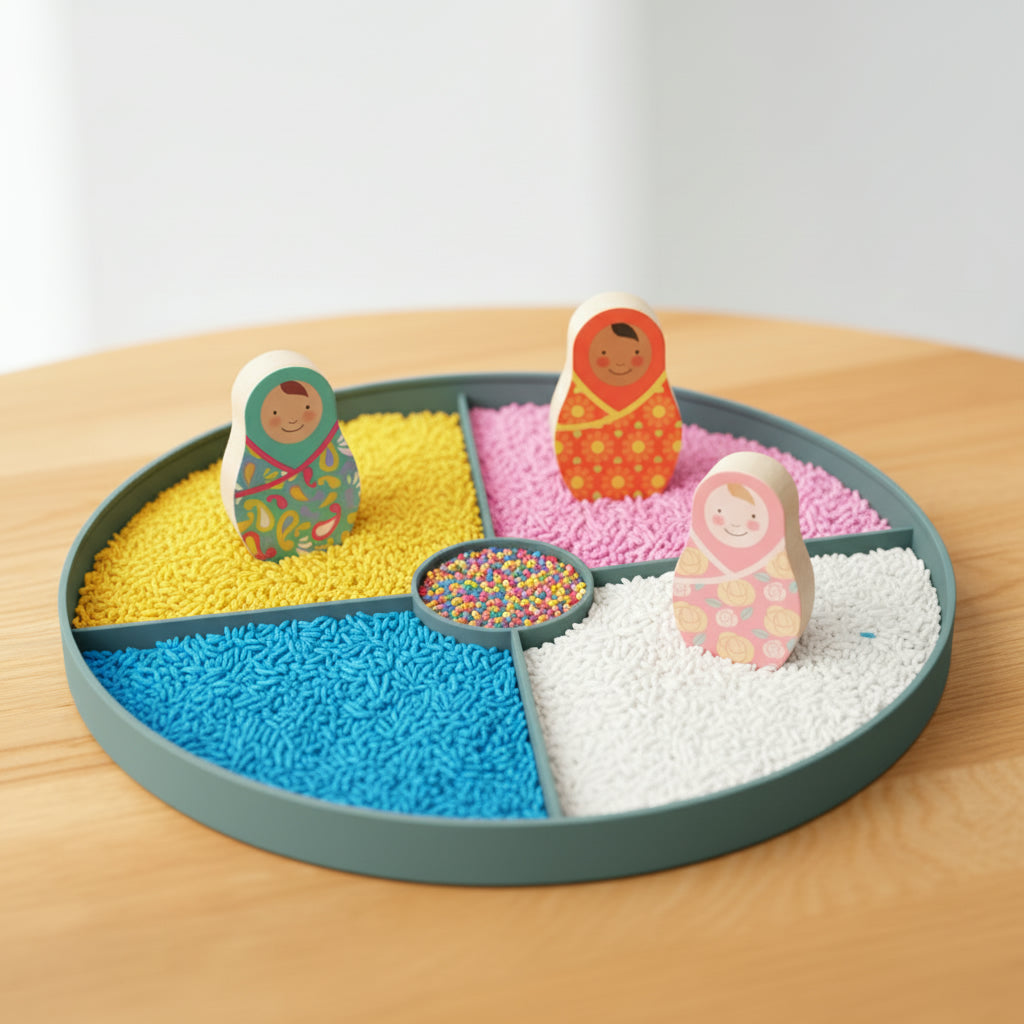 Rosa & Bo Tray Play Set Mondo Piccolo in Legno 12 Personaggi