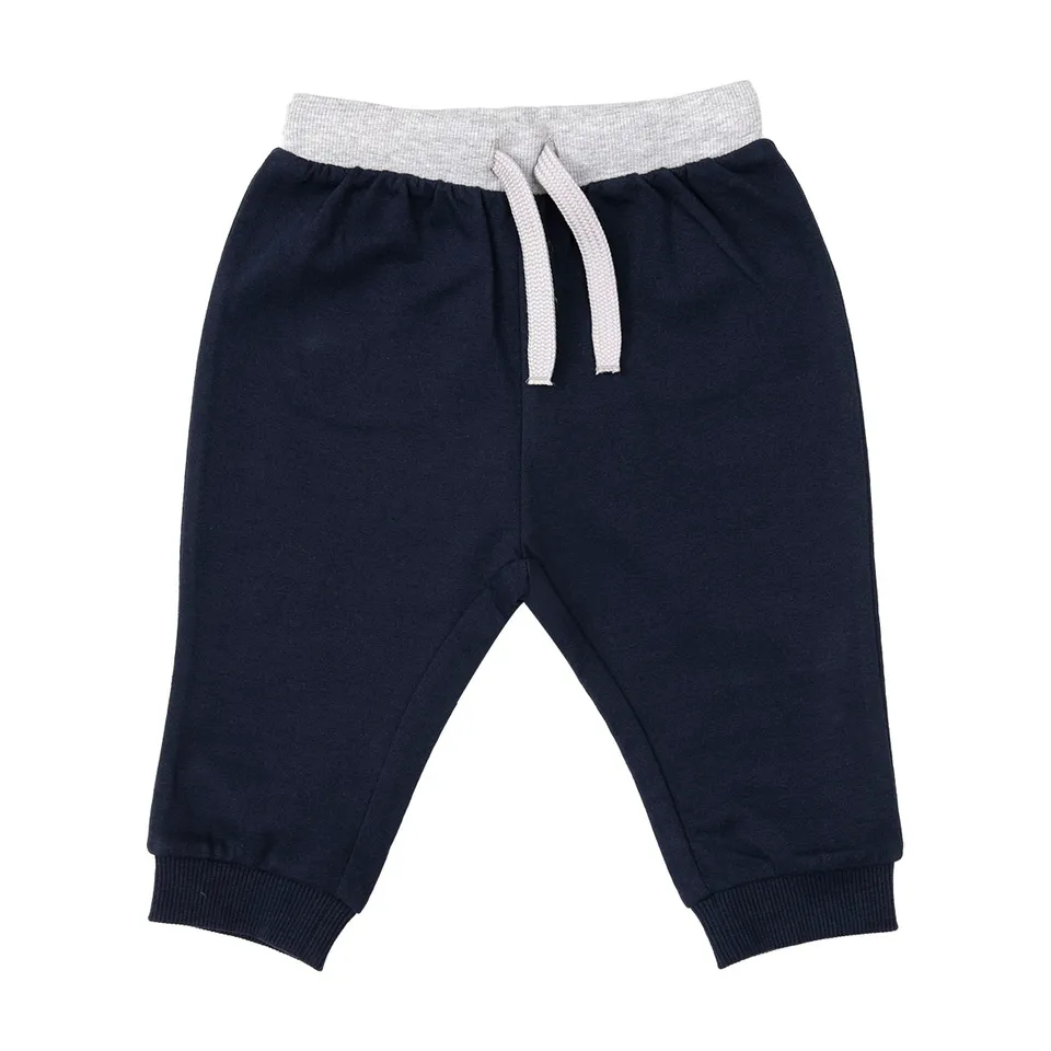 Pantalone Bimbo Felpa Blu con Elastico e Laccio Grigio
