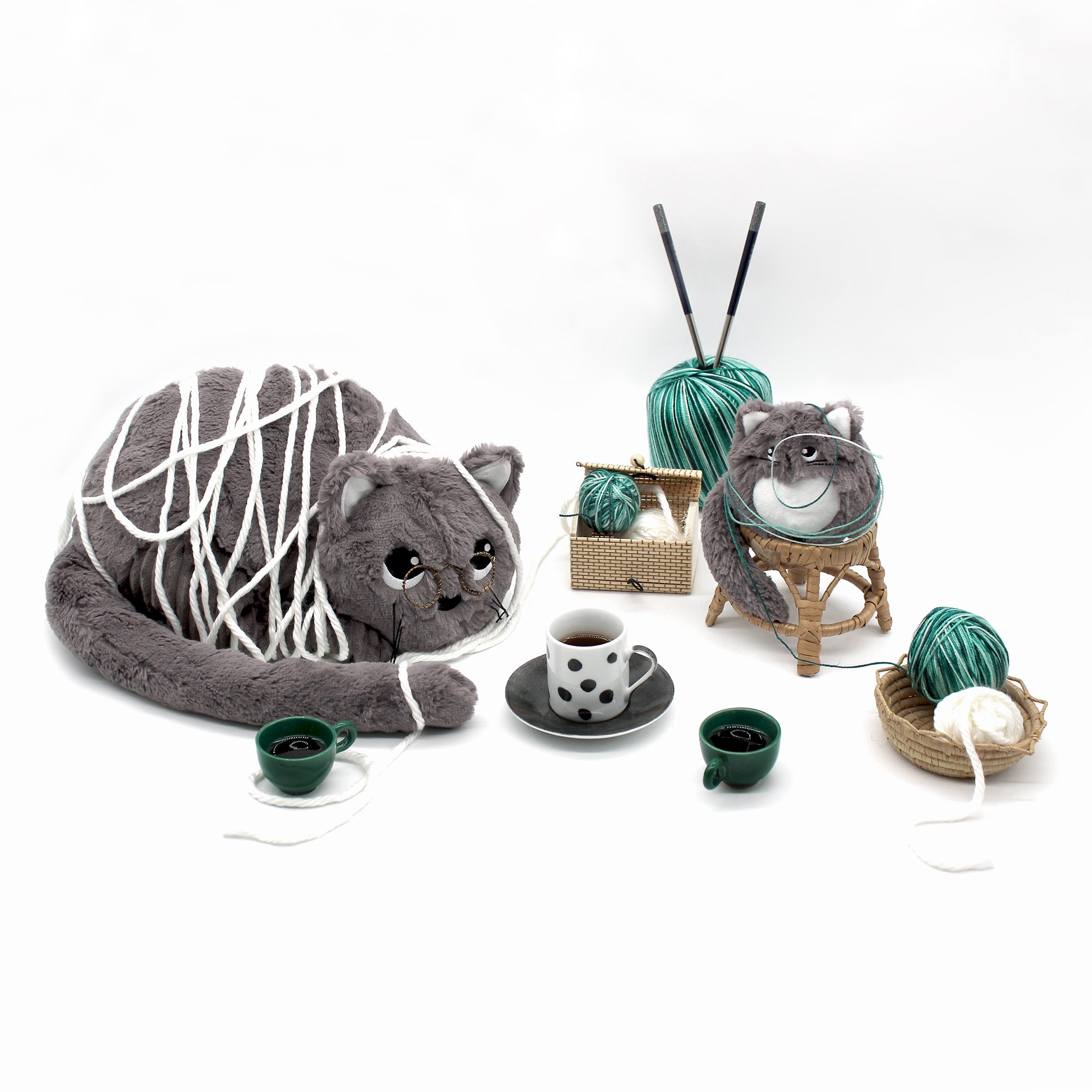 Les Deglingos Ptipotos peluche gatto Miaou grigio 32 cm