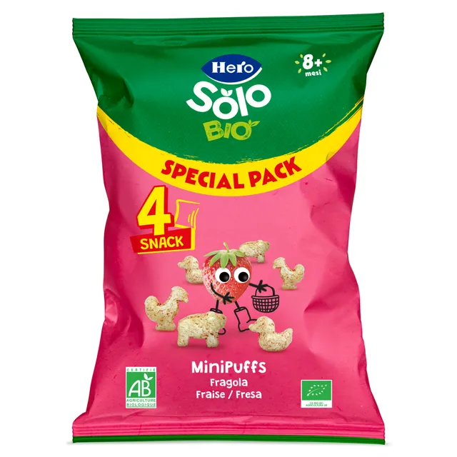 Hero Solo Bio Minipuff Fragola snack bio 4x15 g 8 mesi+