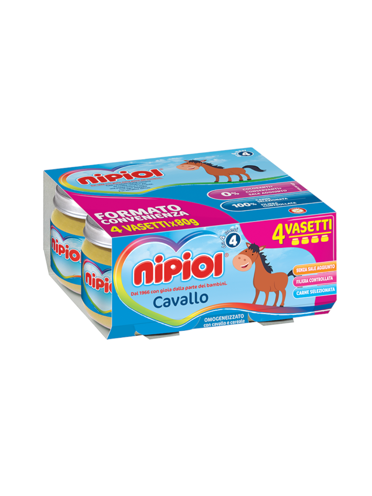 Nipiol Omogeneizzato Cavallo 4x80g carne italiana