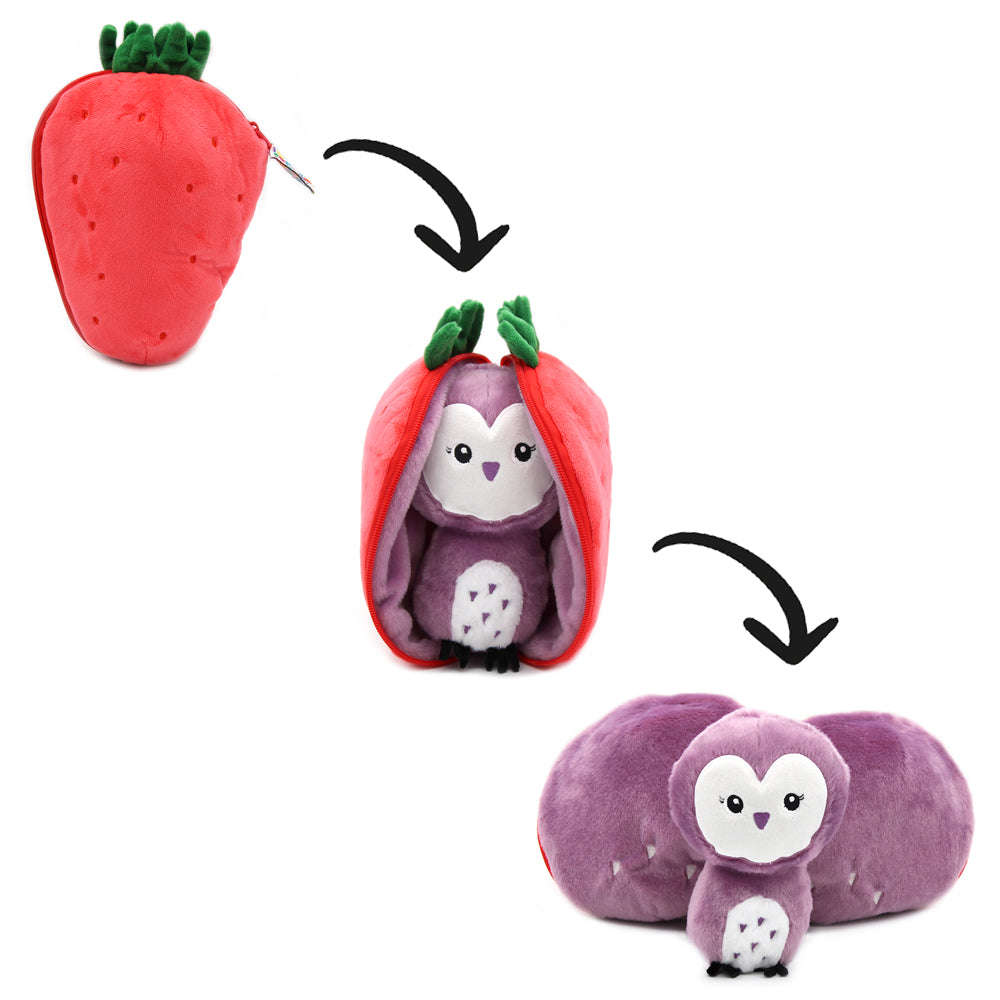 Les Deglingos Flipetz Violet peluche gufo fragola 22 cm