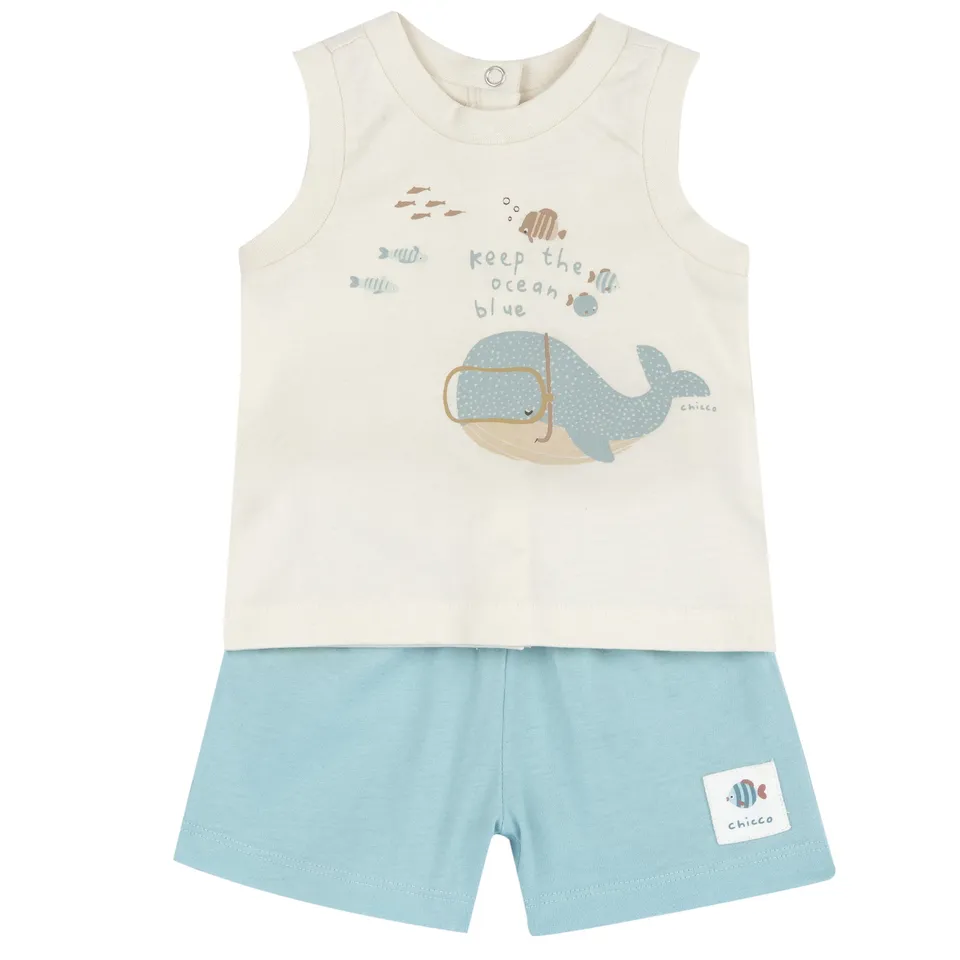 Chicco completo bambino canottiera e pantaloncini casual lavabile