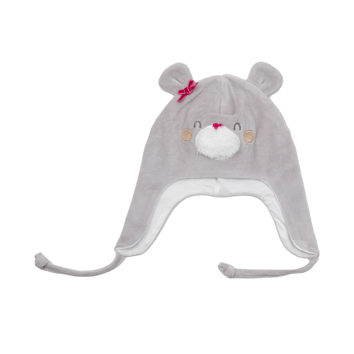 Cappello bimba peruviano orsetto in ciniglia grigio