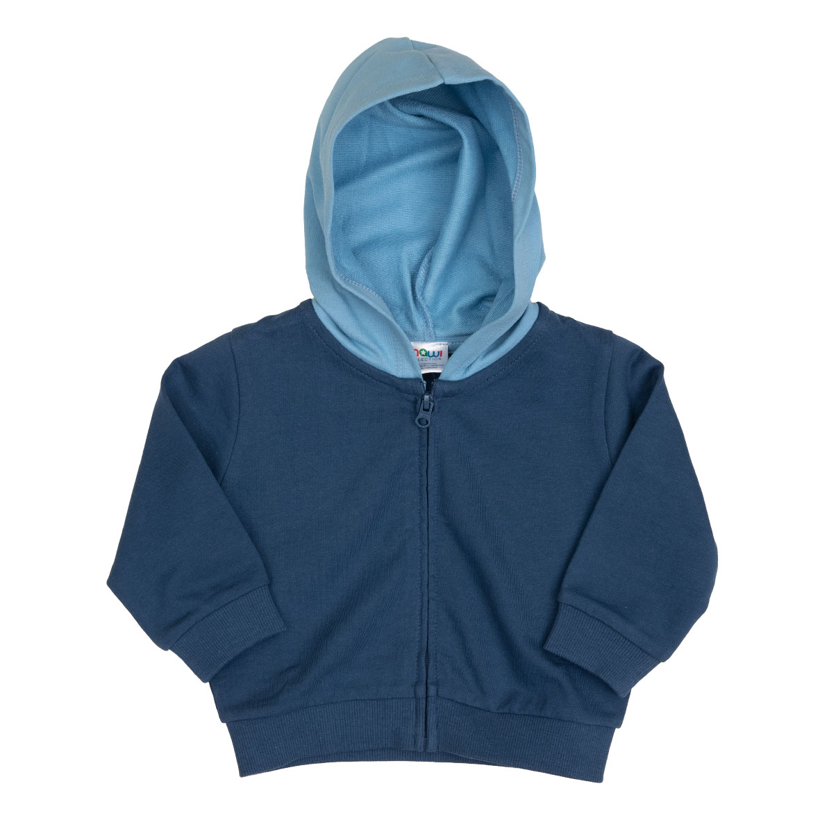 Felpa bambino zip cappuccio french terry blu azzurro