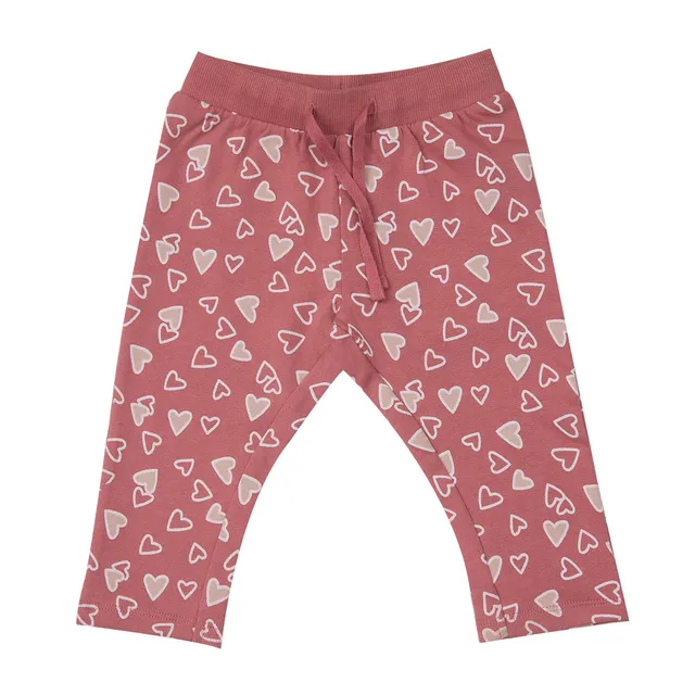 Mawi pantalone felpa bimba rosa cipria cuoricini elastico