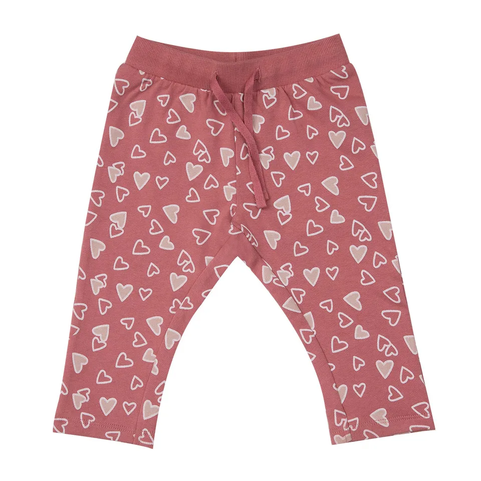Mawi pantalone felpa bimba rosa cipria cuoricini elastico