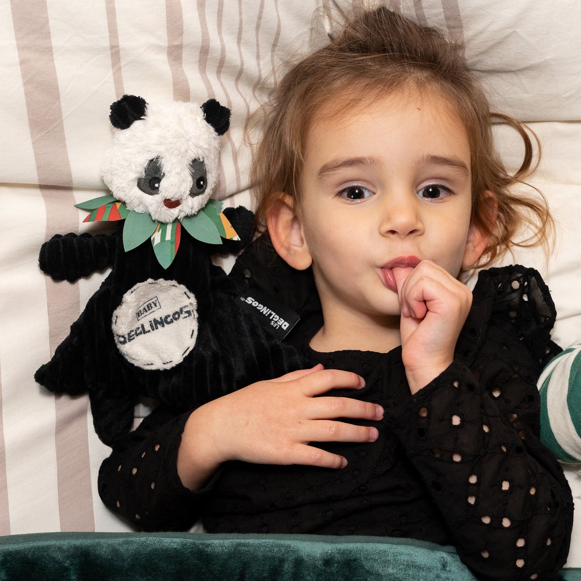Les Deglingos Rototos Panda doudou neonato bianco nero velluto
