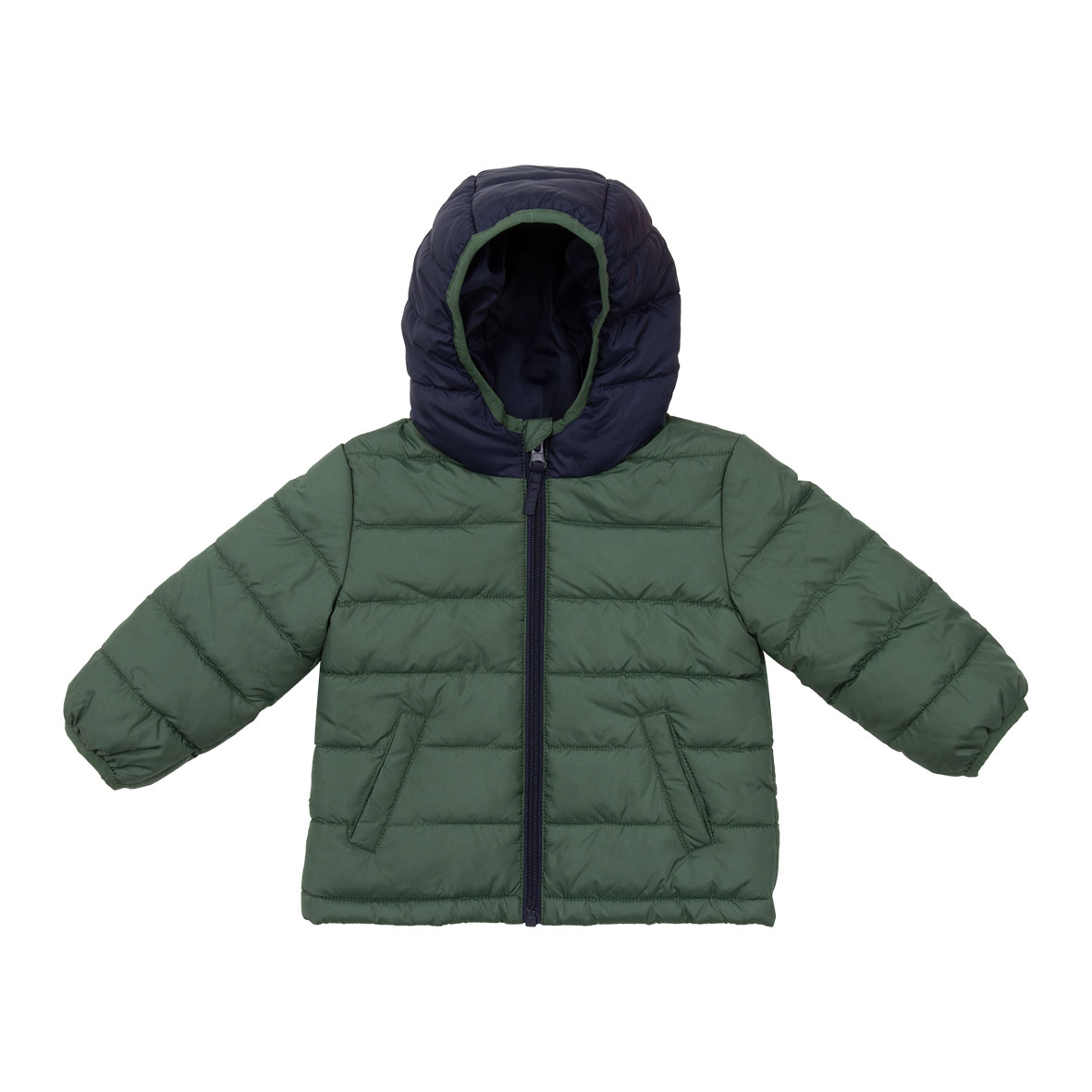 Piumino leggero bambino verde blu con cappuccio