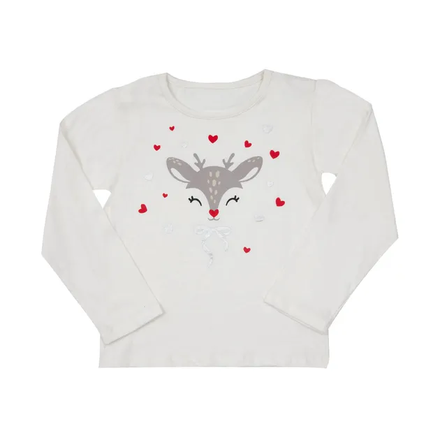 Mawi maglietta manica lunga jersey panna con stampa cotone