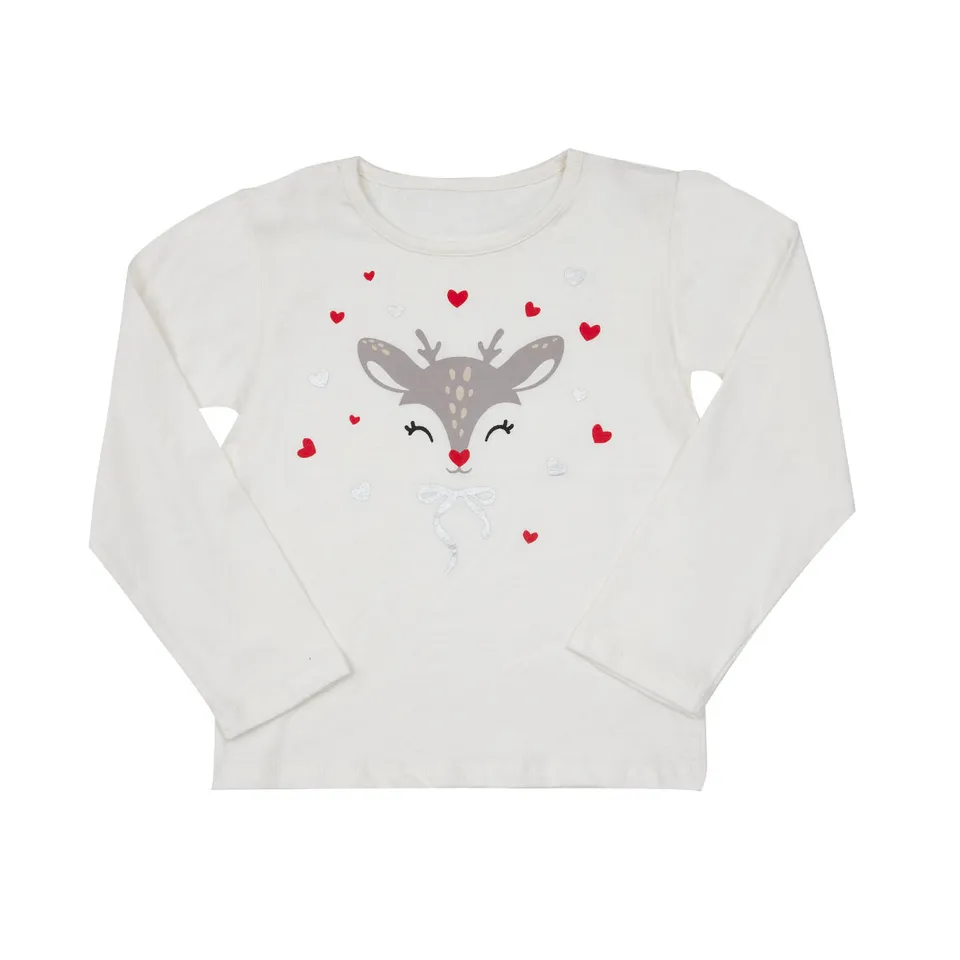 Mawi maglietta manica lunga jersey panna con stampa cotone