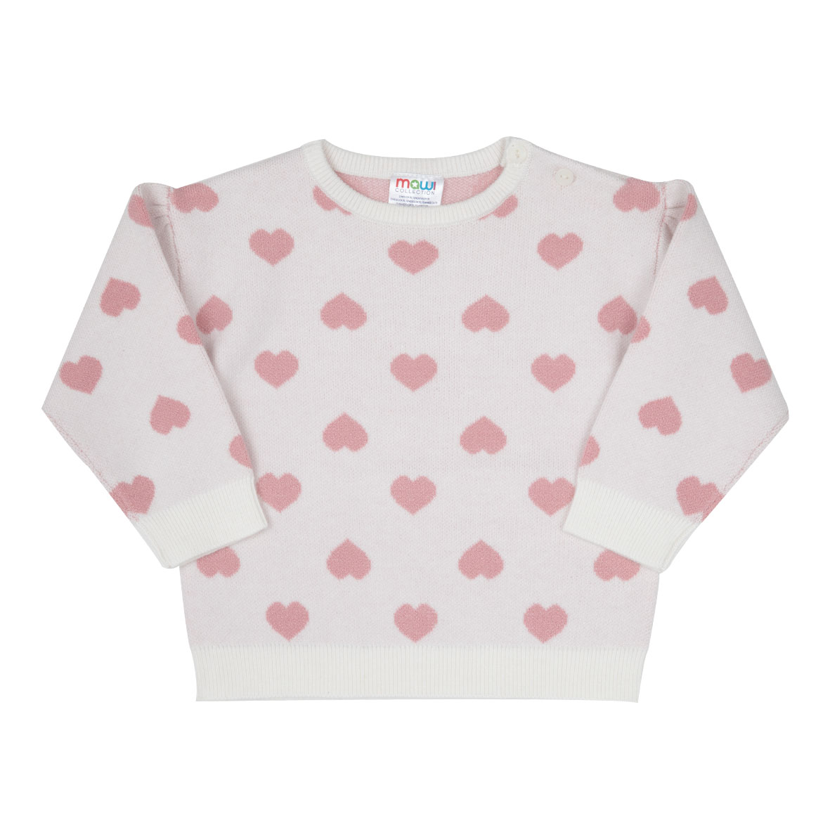 Maglia Tricot Bimba Panna Cuoricini Girocollo in Tricot