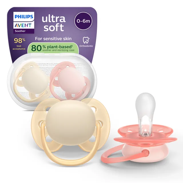 Philips Avent Ultra Soft succhietti 0-6 mesi crema rosa 2pz