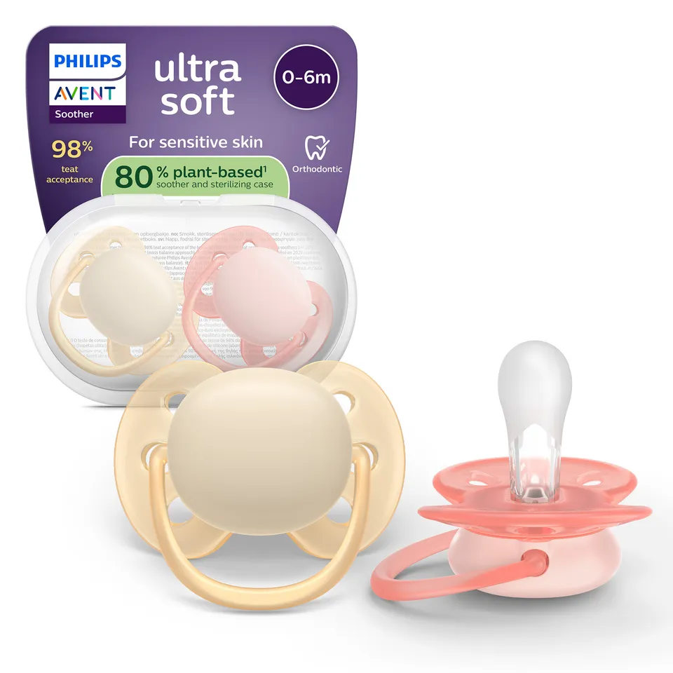 Philips Avent Ultra Soft succhietti 0-6 mesi crema rosa 2pz