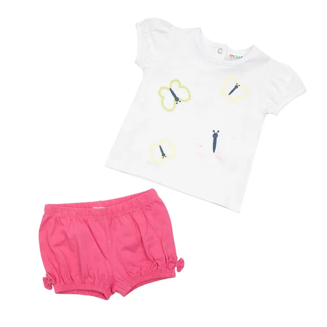 Toys Center Baby set bimba t-shirt+short bianco rosa cotone