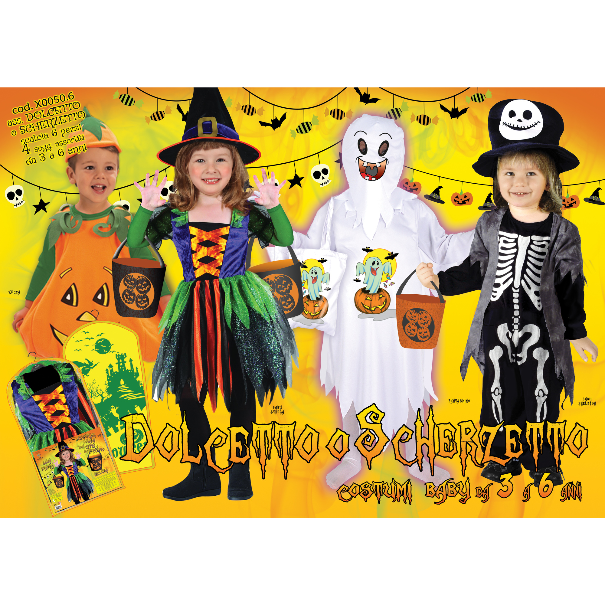 Baby Costume Halloween Bimbi con Borsa Assortito
