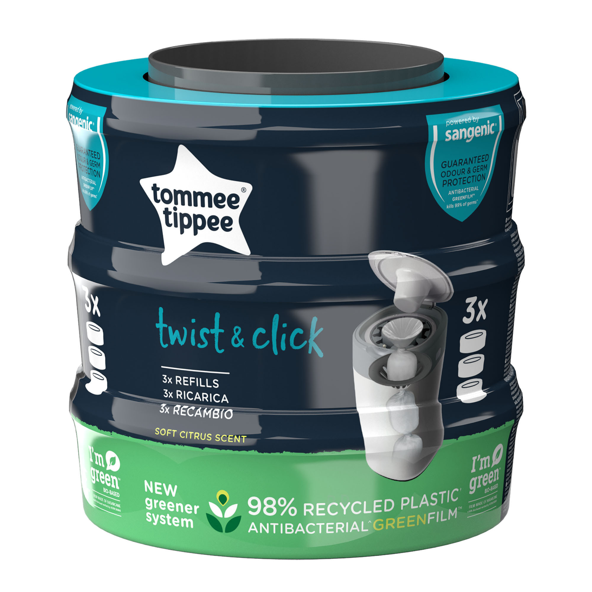Tommee Tippee Twist & Click Advanced ricariche mangiapannolini 3pz antibatteriche