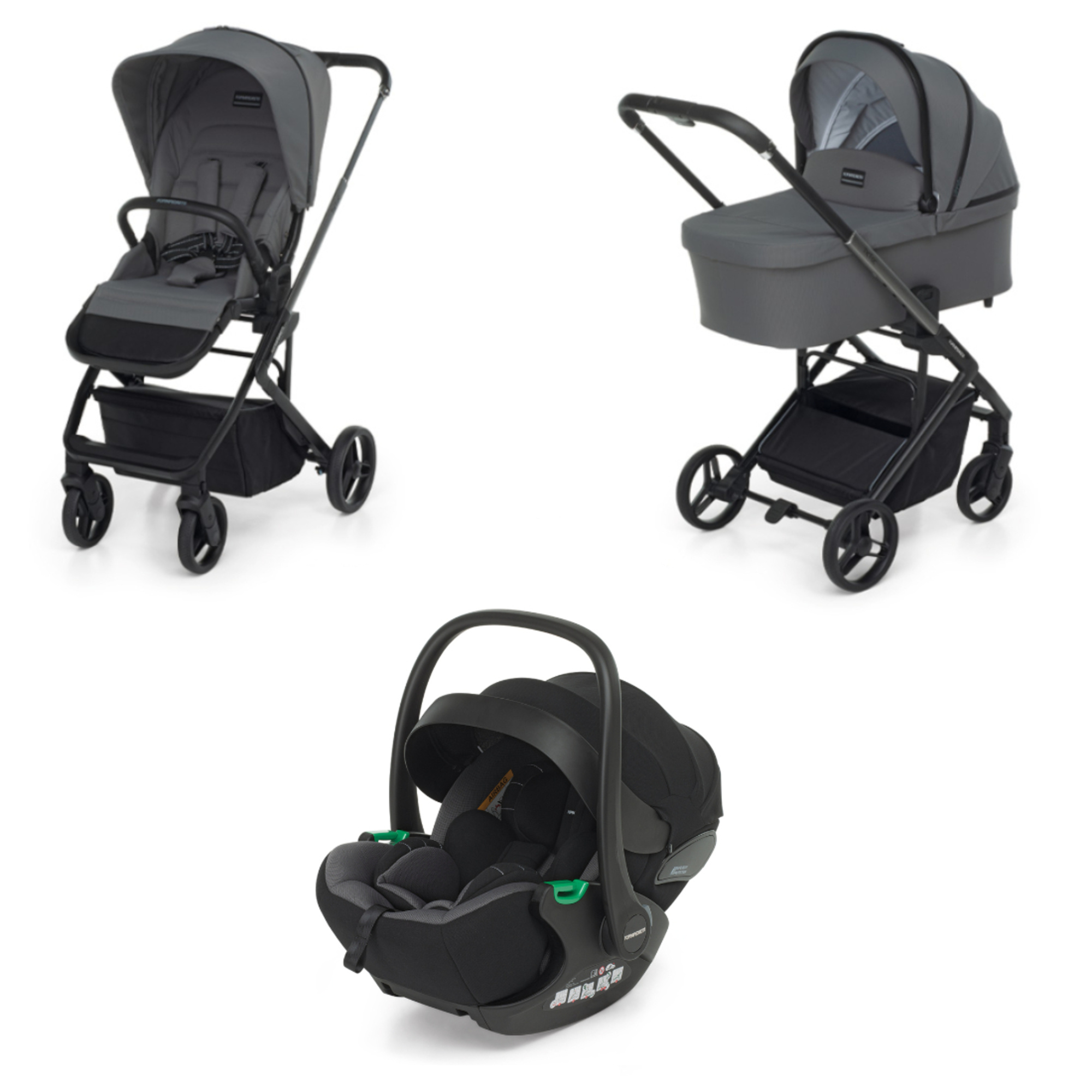 Foppapedretti TicToc Stone trio passeggino con Rek Black i-Size