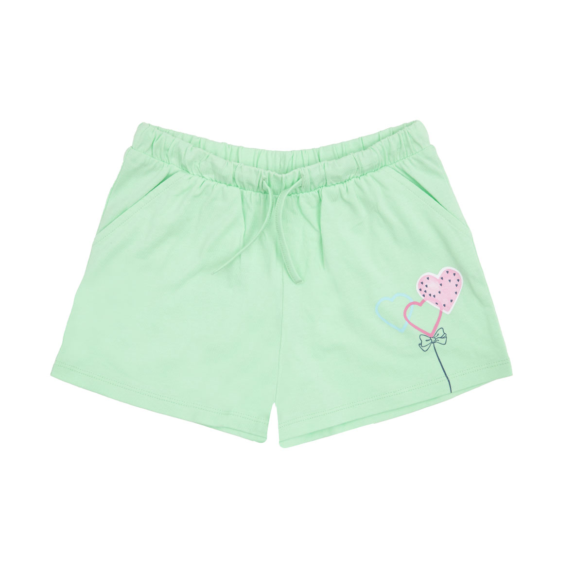 Pantaloncino Bimba verde con tasche short cotone frill