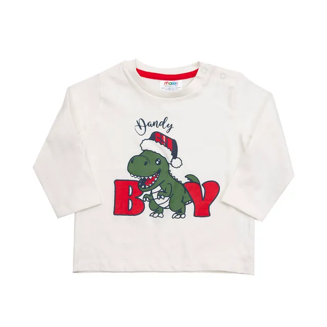 Mawi maglia manica lunga jersey panna stampa natalizia