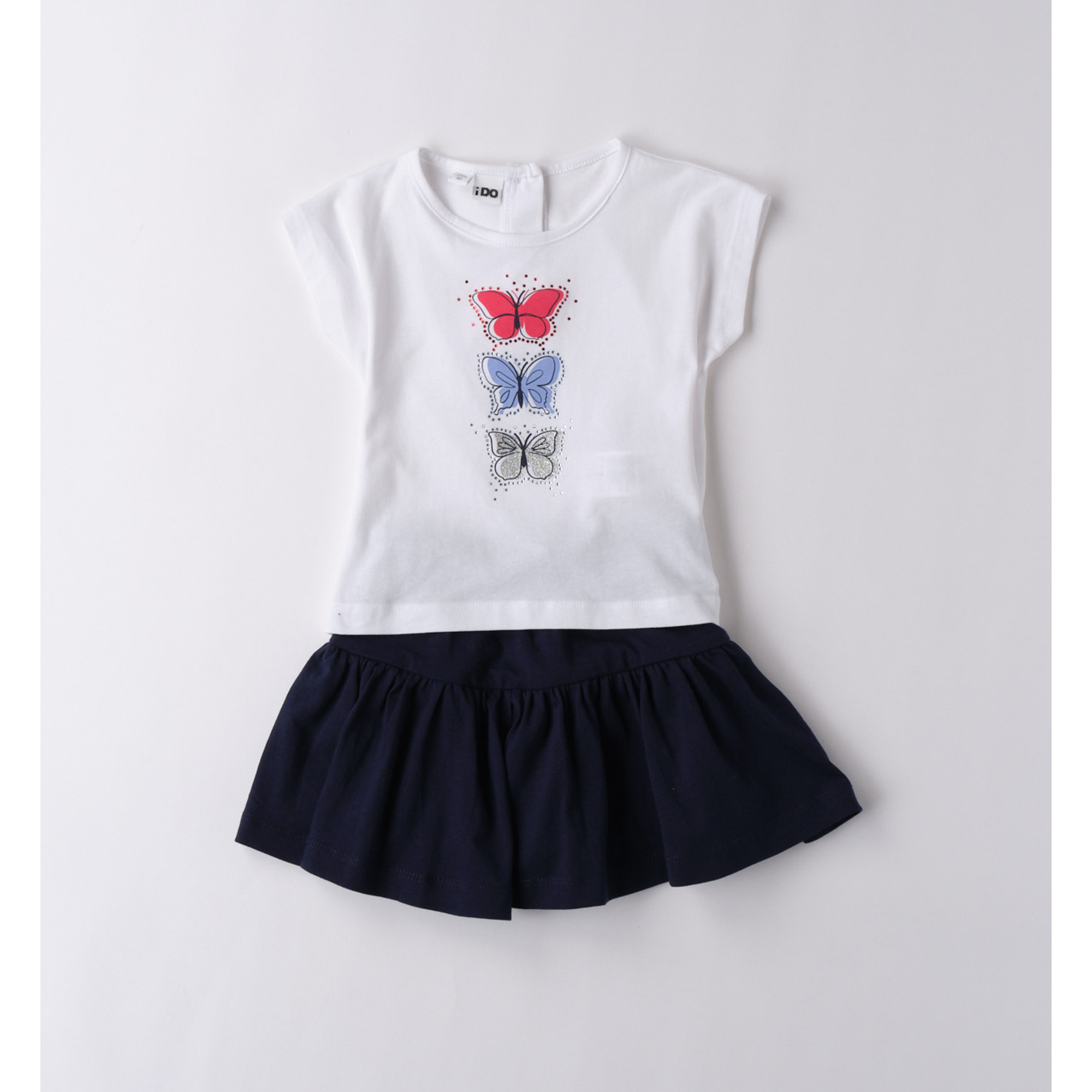 iDO completo corto bimba blu farfalle jersey cotone