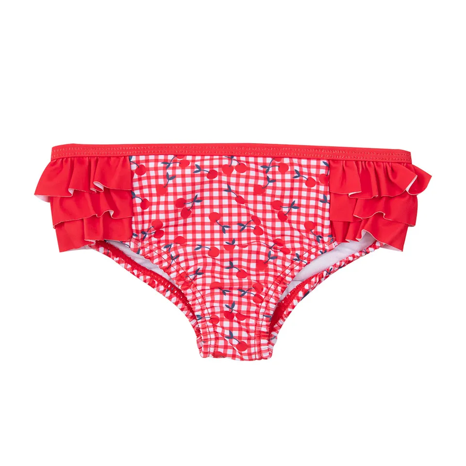 Costume slip bimba rosso ciliegie con frill