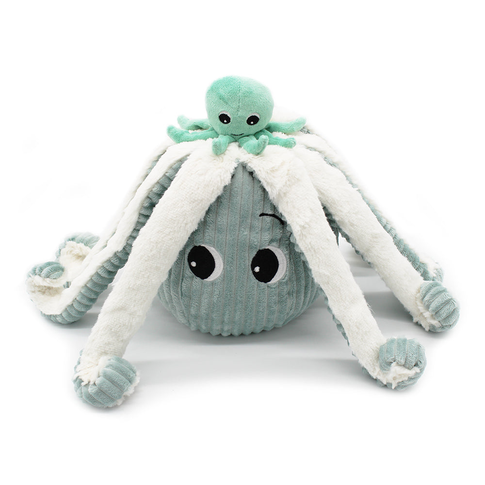 Les Deglingos Ptipotos Filou peluche piovra mamma bebè menta 45cm