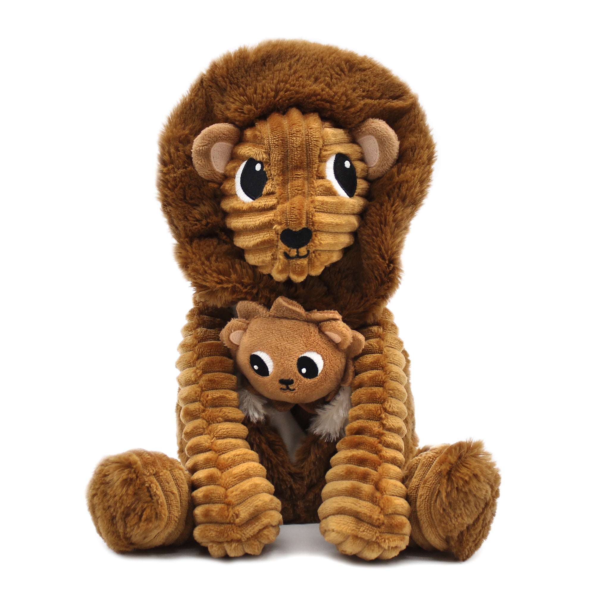 Les Deglingos Graou peluche leone marrone papà e bebè