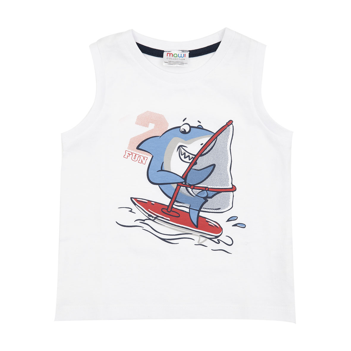Canottiera Jersey Bimbo Bianca Stampa Shark look casual