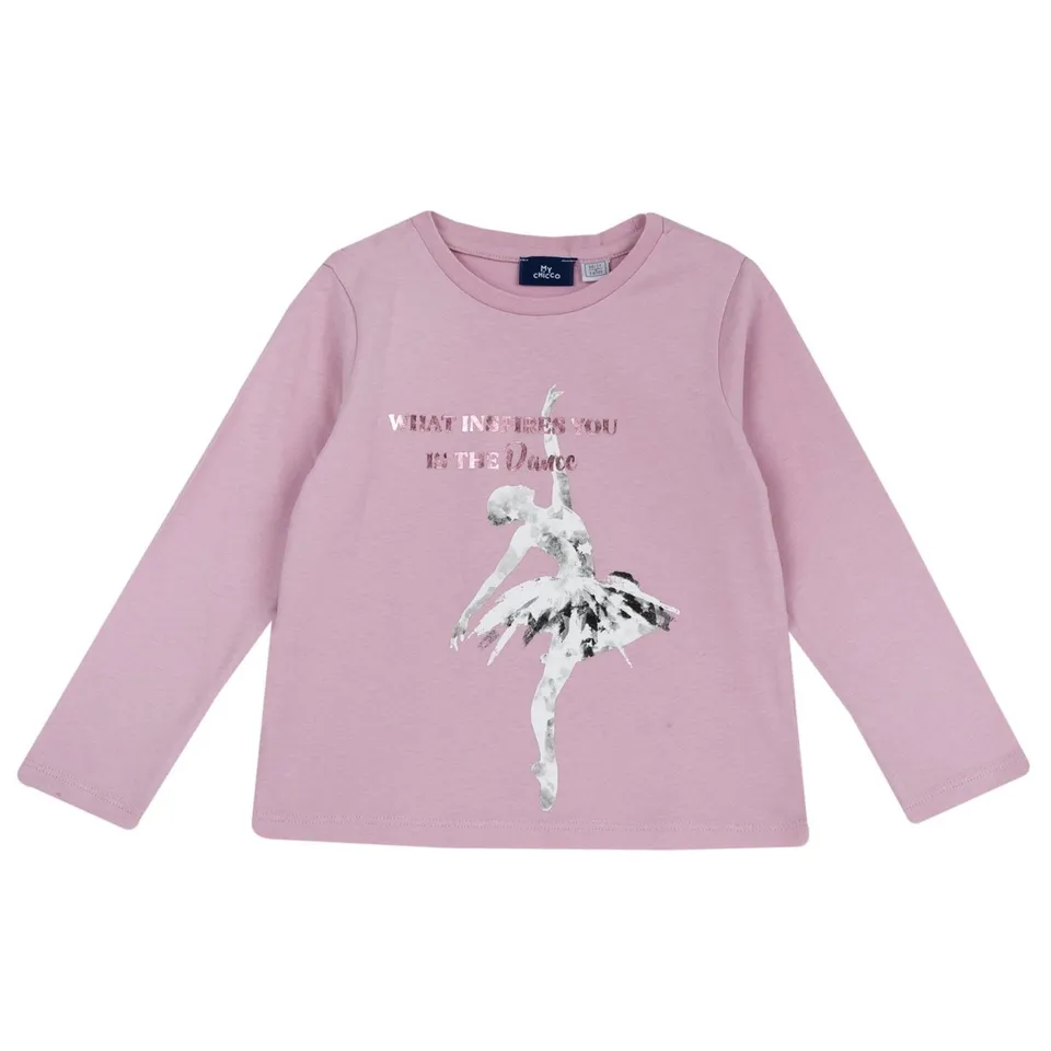 Chicco Maglietta Ballerina manica lunga rosa cotone