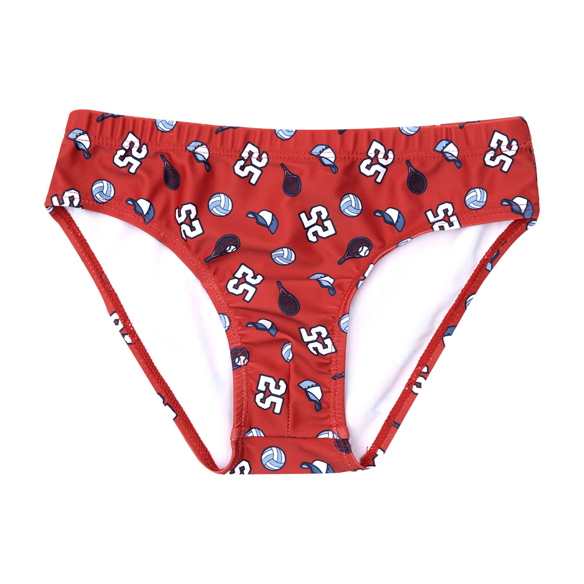 Slip Mare Bimbo rosso stampa baseball allover