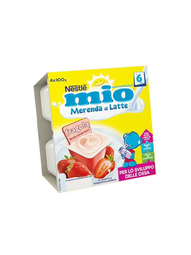 Nestlé Mio Merenda Lattea Fragola 4x100 g con calcio