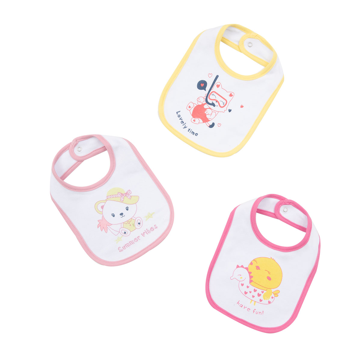 Toys Center Baby bavaglini bimba animaletti pack 3 pz clip
