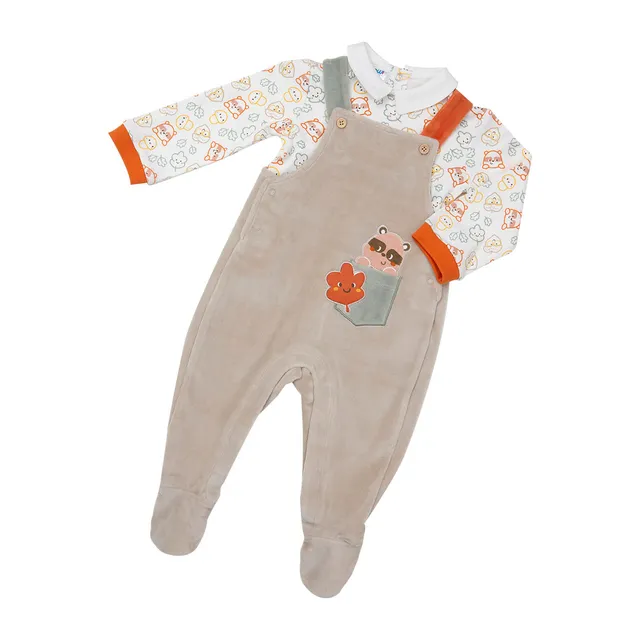 iDO Mawi Salopette ciniglia + top bosco 2 pezzi