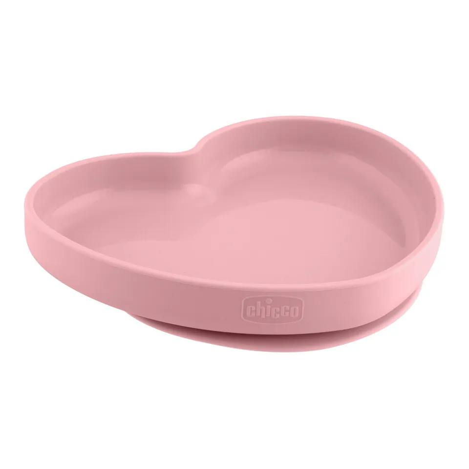 Chicco piatto cuore silicone rosa 9m+ ventosa