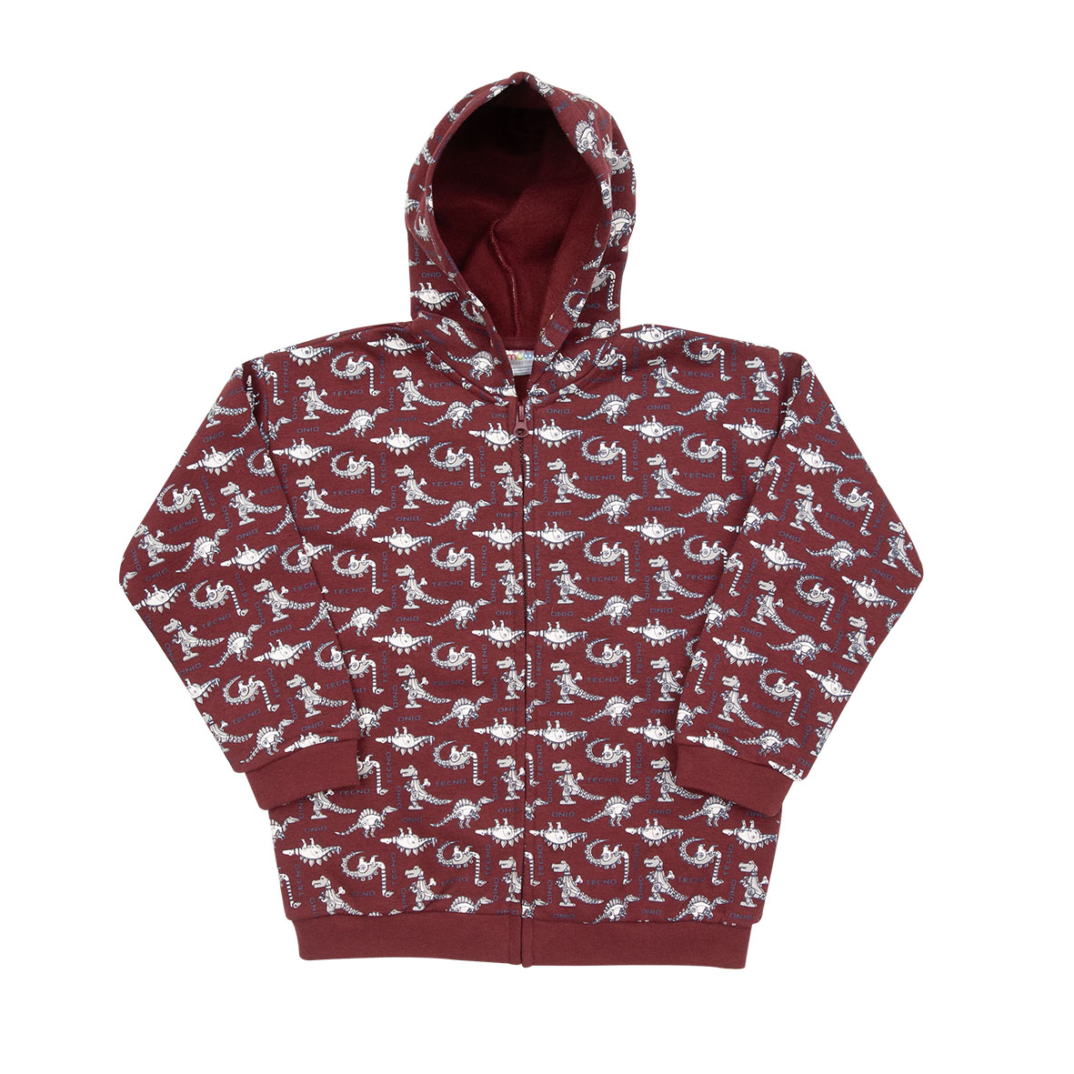 Mawi cardigan felpa cappuccio dinosauri bordeaux