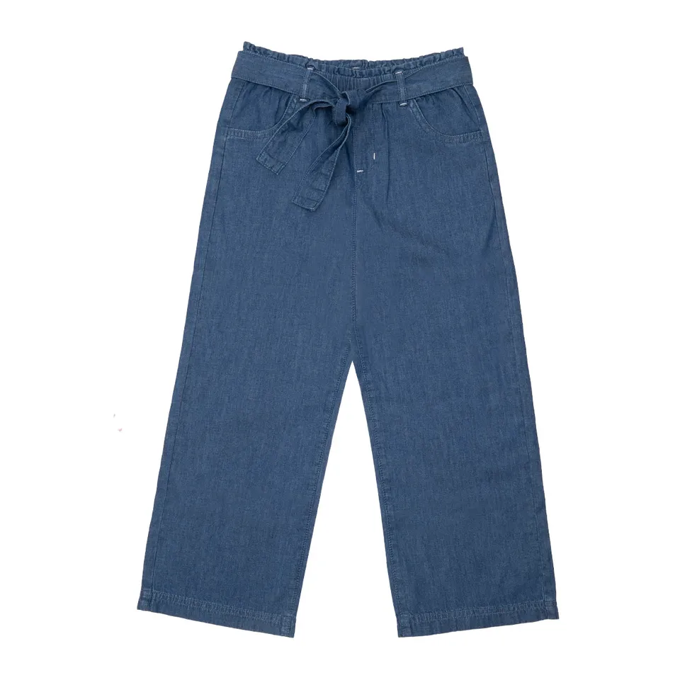Chambray Pantalone Bimba Denim con Cintura Elastico