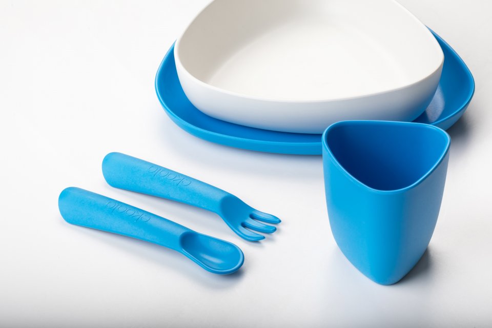 eKoala Set Pappa piatti bimbi blu mais