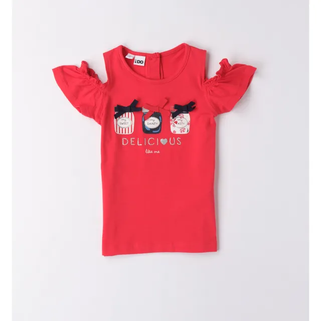iDO Spalle Scoperte T-shirt rossa bambina cotone